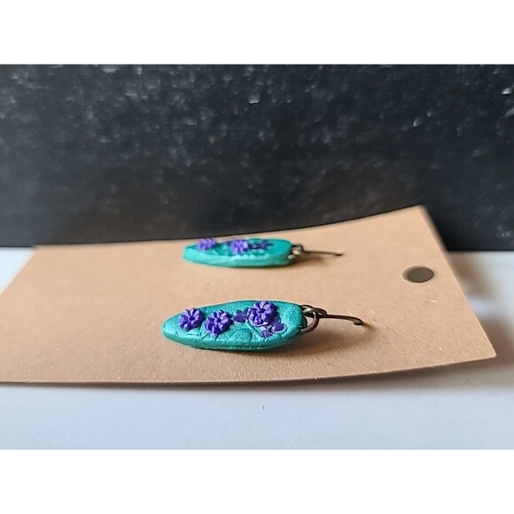 Polymer Clay Floral Dangling Pierced Earrings New - Picture 6 of 10